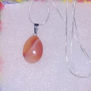 Boho hippie agate natural crystal silver 30” necklace